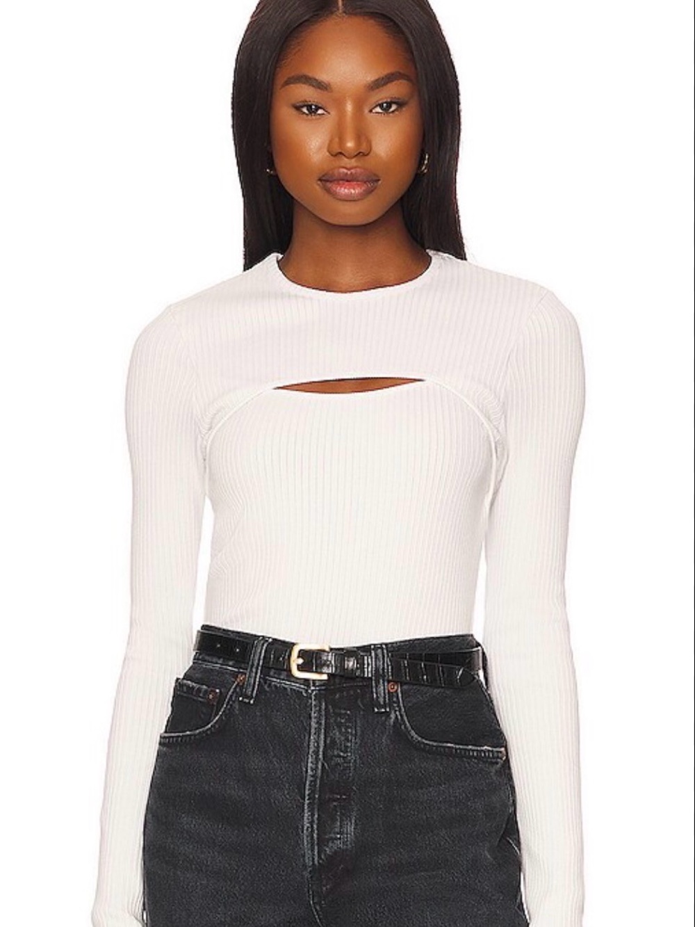 Agolde Lyza Cut-Out Ribbed Knit Top